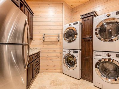 Double washer and dryer on the ground floor.
