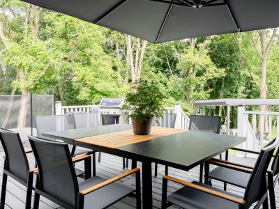 Table and grill are perfect for outdoor dining