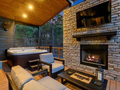 A luxury hot tub for guests to relax and socialize!