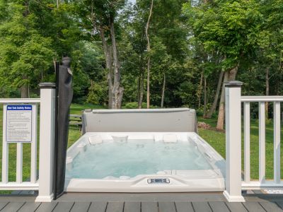 The hot tub is available year round, just steps from the back door.