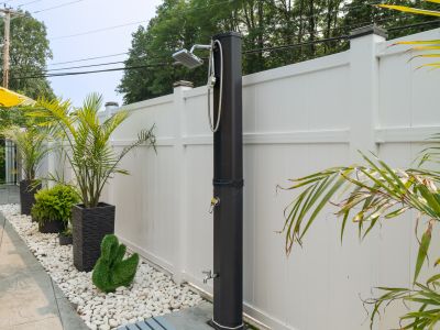 Outdoor shower available on the pool deck.