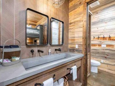 The bunk room also has a private bath.