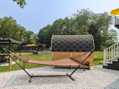 This backyard has everything you need for an amazing stay.