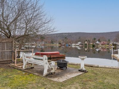 Take in Greenwood Lake from the comfort of the fire pit.