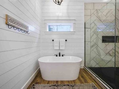 The Master bath also has an oversized soaking tub!