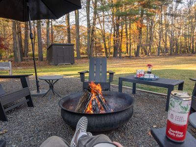 Enjoy Home Sweet Hudson Cider by our fire pit