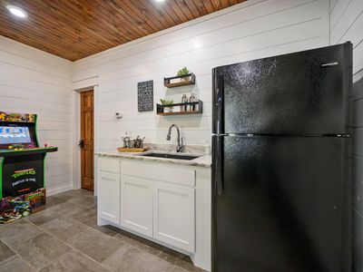 The bunk room features a kitchenette.