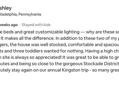 Reviews from the previous listing. Home Sweet Hudson is proud to now be managing this beautiful property in the heart of Kingston!