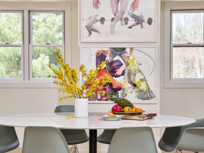 The guest house dining room.
