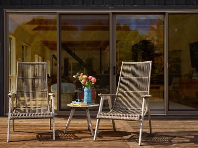 Just outside the main house living room is the perfect place to take in the private sanctuary around you.