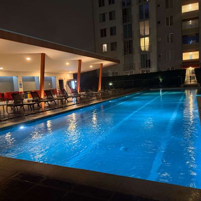 Enjoy the pool day or night