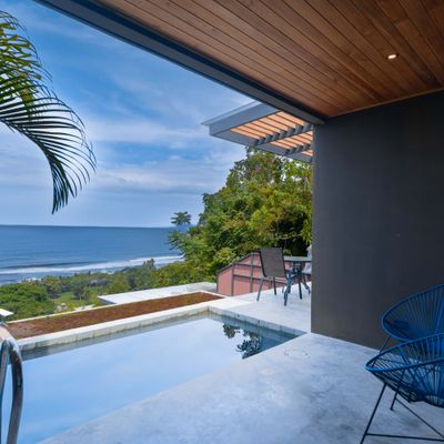 Ocean-view plunge pool and terrace designed for indoor-outdoor living.
