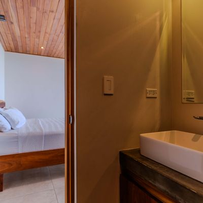 Modern ensuite bathroom with clean lines and contemporary finishes.