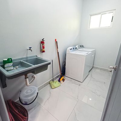 In-home clothes washer and clothes dryer is free to use. Detergent is not provided.