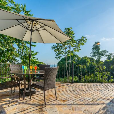 Sitting area by the swimming pool
