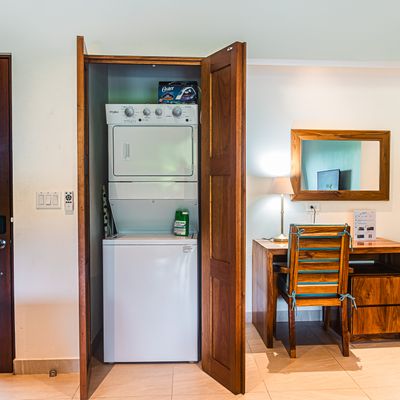 Clothes washer and clothes dryer are in the home and free to use.