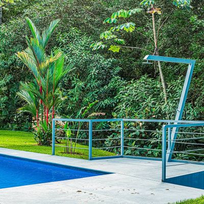 Rinse off before and after entering the pool - or enjoy a shower outside if you'd like!