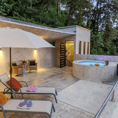 Private Jacuzzi is on the Penthouse level, along with Suite #2.