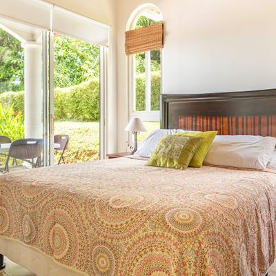 Bedroom #2 has a queen-size be, air conditioning and access to the outdoor patio.