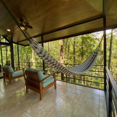 Relax on the patio and the hammock.