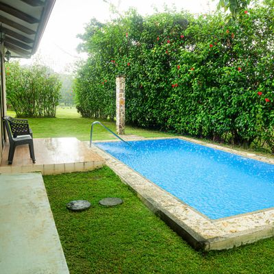 beautiful pool surrounded by lush greenery, creating the perfect spot for relaxation and unwinding.