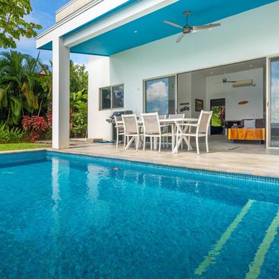 A sparkling pool, perfect for a refreshing swim or relaxing by the water.