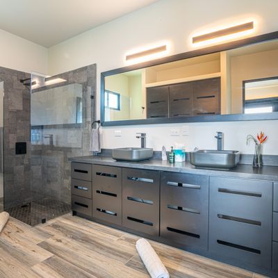 Two vanity Master Bathroom is spacious and has plenty storage