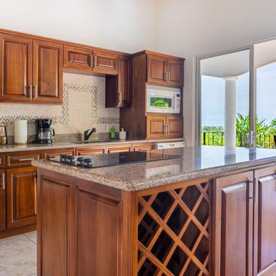Well-equipped kitchen next to the patio.