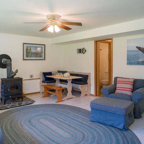 The guest bathroom can be used for the game room as well.