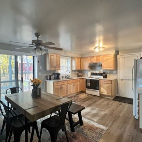 Overall:  the gorgeous dining area and kitchen!