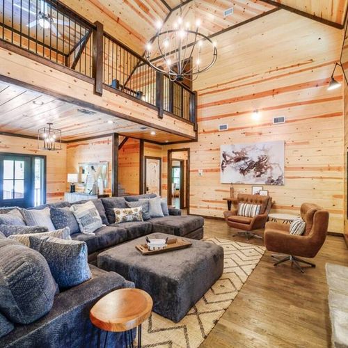 The upstairs loft overlooks the main living space.
