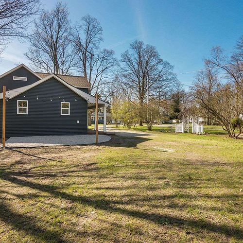 EXTERIOR:  The backyard in Spring