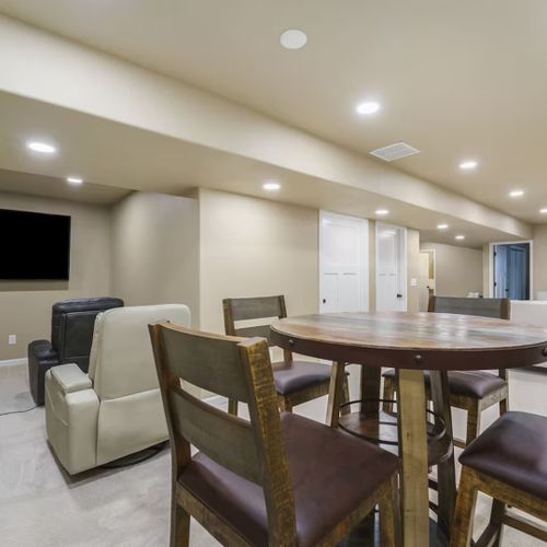 Enjoy the view from the well-lit ground-level family room—bright, cozy, and perfect for downtime.
