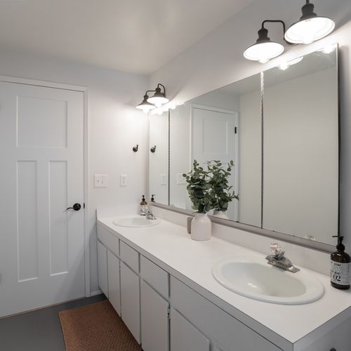 Double vanity and mirrors