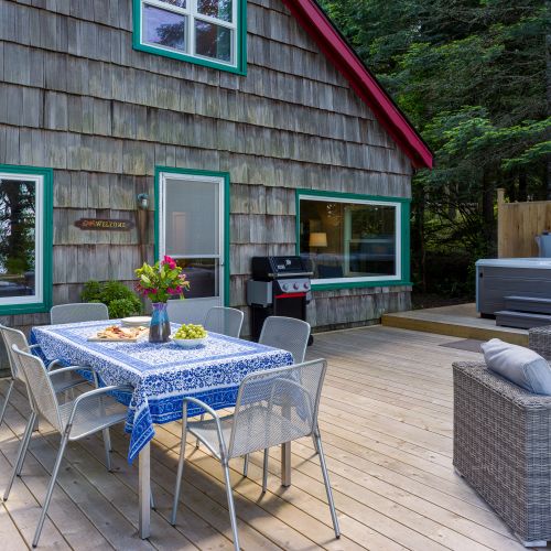 After outdoor dining and entertainment, head back inside to the living room and bedrooms.