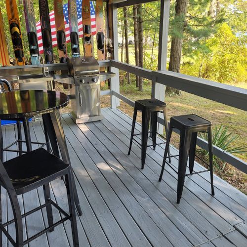 Overview:  the large outdoor deck with a nice view of turk lake