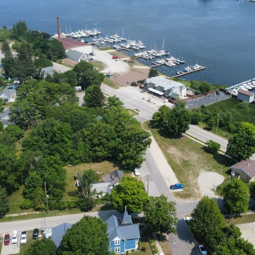 Exterior:  the house, betsie bay, the 2 marinas on betsie bay, and the famous and historic cabbage shed restaurant that is between the 2 marinas.