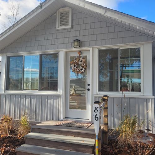 Exterior:  the front of the cottage in the fall.