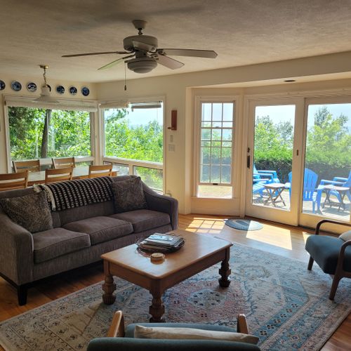 Living room:  another view of the cute and cozy living room that has great views of lake michigan as well as live streaming television via roku