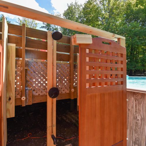 Rinse off under the open sky in the outdoor shower!