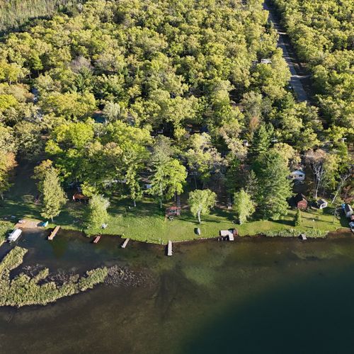 Exterior:  a higher view of the private lakefront