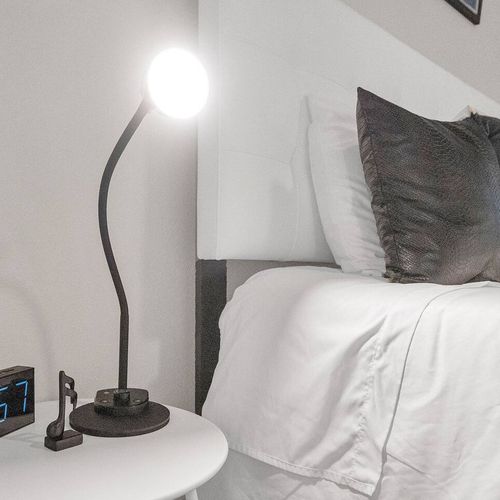 Soft bedside lighting — wind down w/ a good book before drifting off.