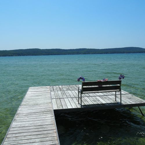 Exterior:  looking out over big platte lake from the large dock.