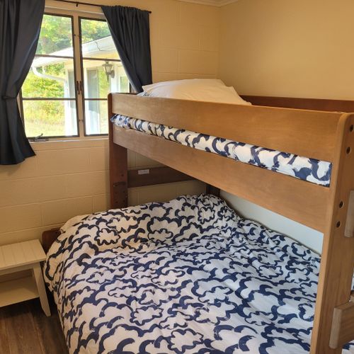 Bedroom #2:  features a twin-on-queen bunk bed and a closet.