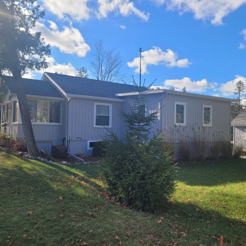 Exterior:  the north side of the cottage in fall.
