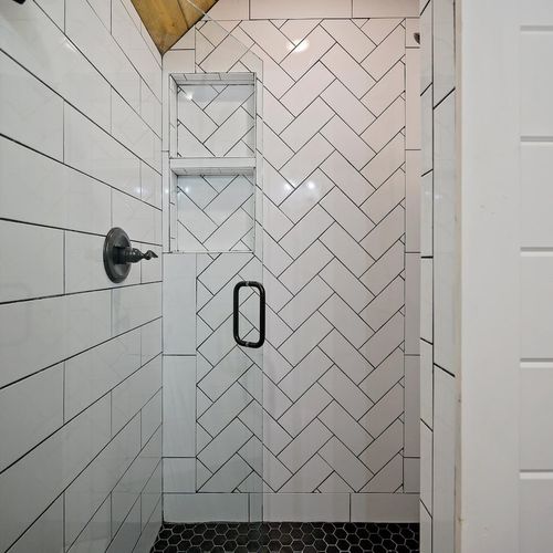 A walk-in shower.
