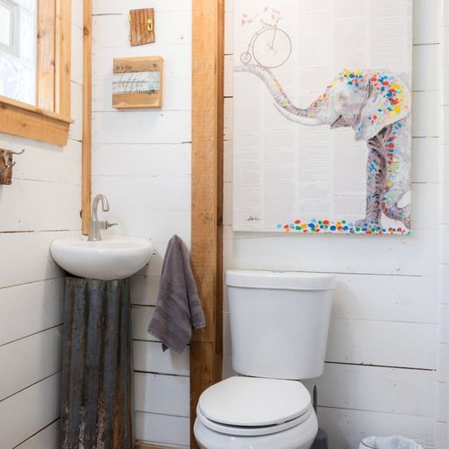 Cottage bathroom and walk in shower