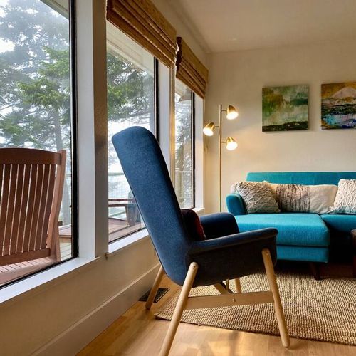 Large windows that bring the outdoors in.