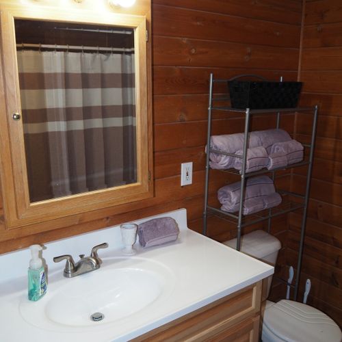 Bathroom #2 (upstairs):  this is a private en suite full bathroom for bedroom #2. This is the only upstairs bathroom though, so guests in bedrooms #3 and #4 may wish to use it as well.