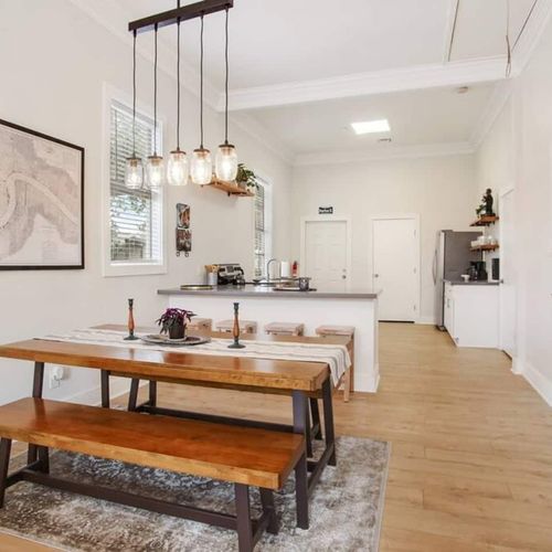 Dining area w/ seating for six — gather around for a meal together.